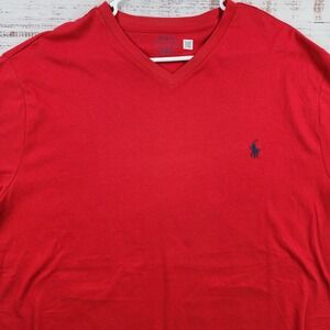 Polo Ralph Lauren V-Neck T-Shirt XLT Tall Red Navy Blue Pony NWOT